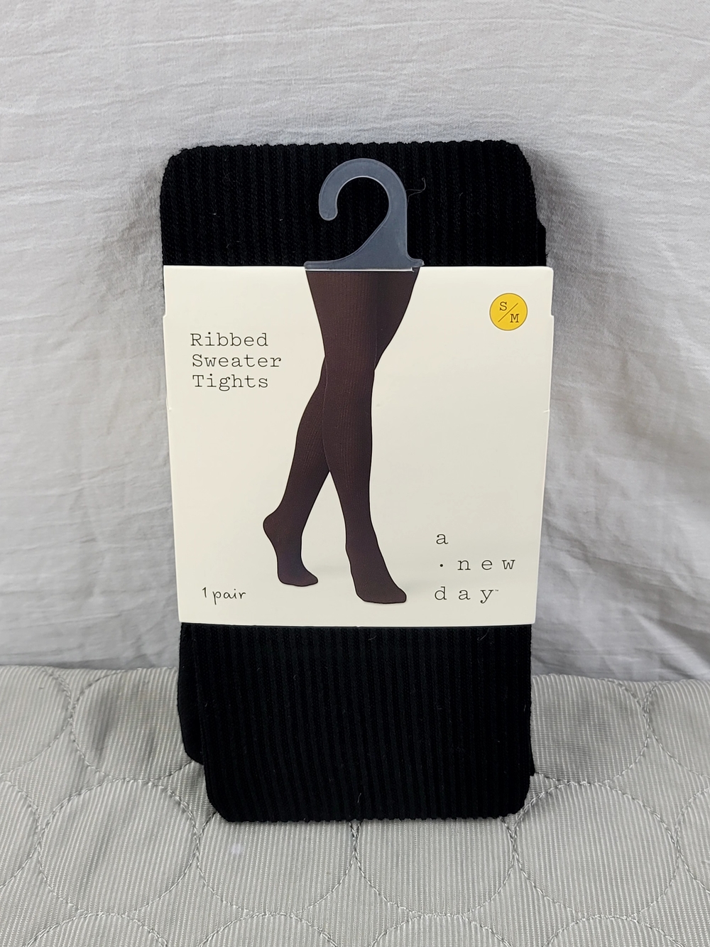 NWT A New Day Black Ribbed Sweater Tights Size S/M Cozy Winter Warm Leggings